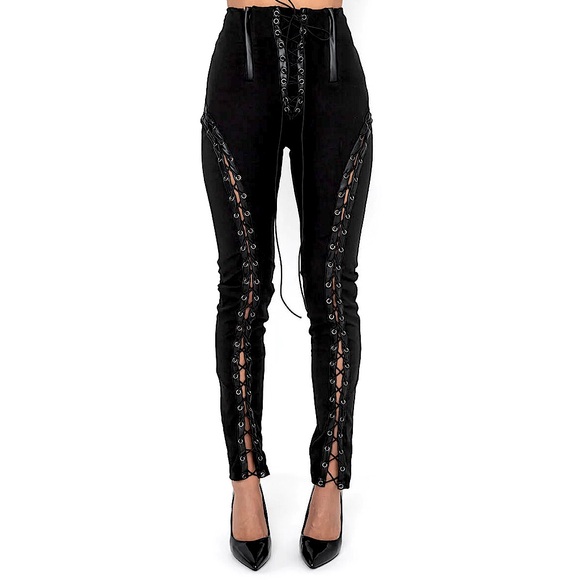 AKIRA Pants - AKIRA 80’s Goth Punk Lace Up Leggings